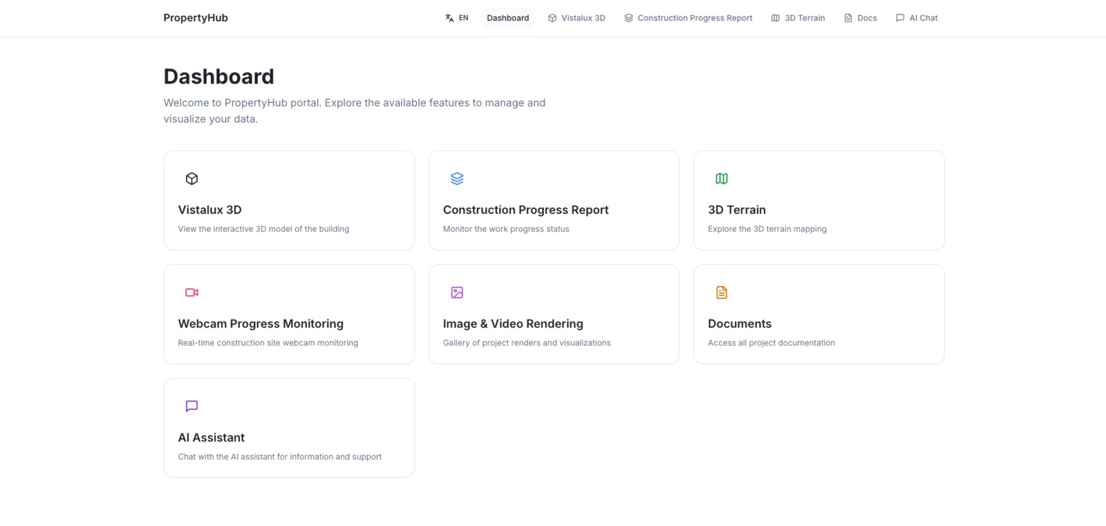 Portal dashboard — modular property workspace